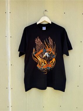 Vintage 90s New Castle Delaware Harley Davidson Motorcycle Graphic Tee Size L